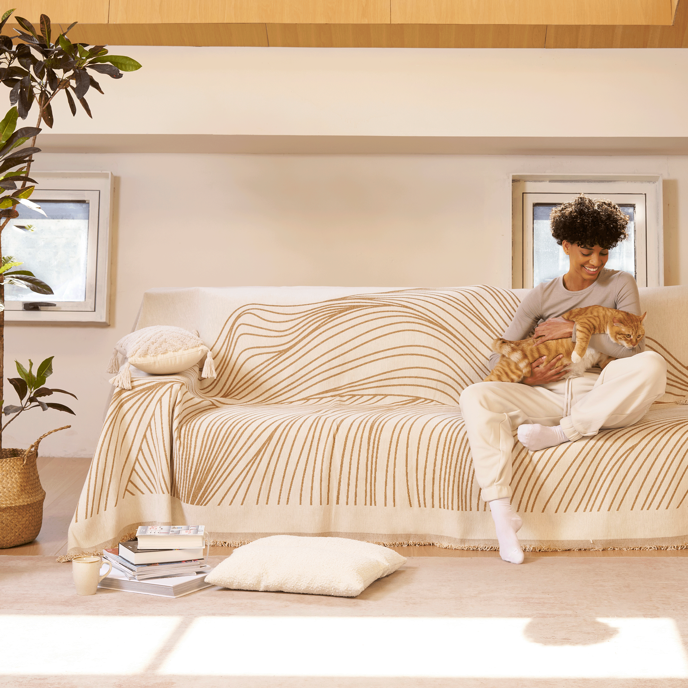 DualComfort™ Omkeerbare Jacquard Bankhoes – Duurzaam & Wasbaar