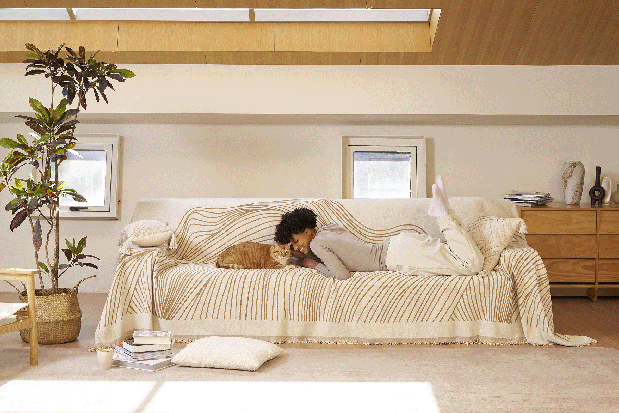 DualComfort™ Omkeerbare Jacquard Bankhoes – Duurzaam & Wasbaar